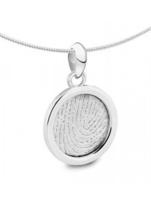 Vingerafdruk hanger rond - zilver