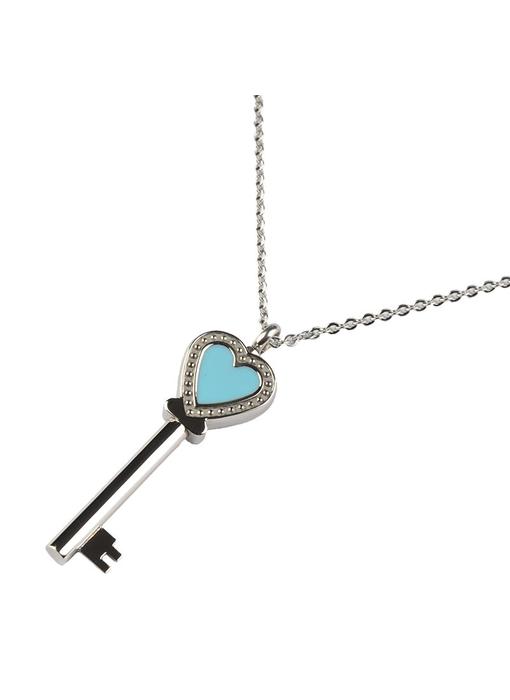 Ashanger sleutel hart blauw - RVS