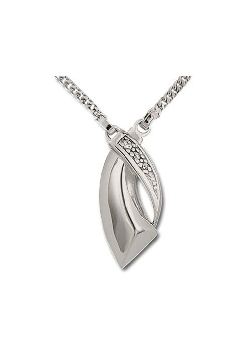 Asketting zigzag incl. ketting 45 cm - 925 Sterling zilver met zirkonia