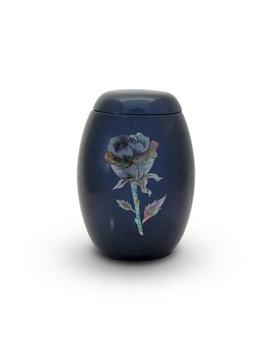 Blauwe rozen urn - glasfiber