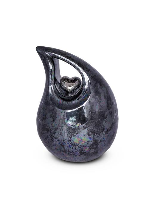 Berusting hart blauw grijs paarlemoer medium - keramiek