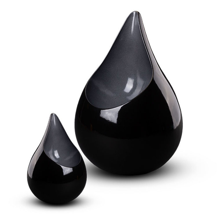  Teardrop zwart grijs mini urn - keramiek