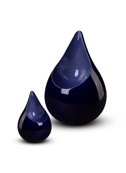 Teardrop zwart blauw duo urn - keramiek