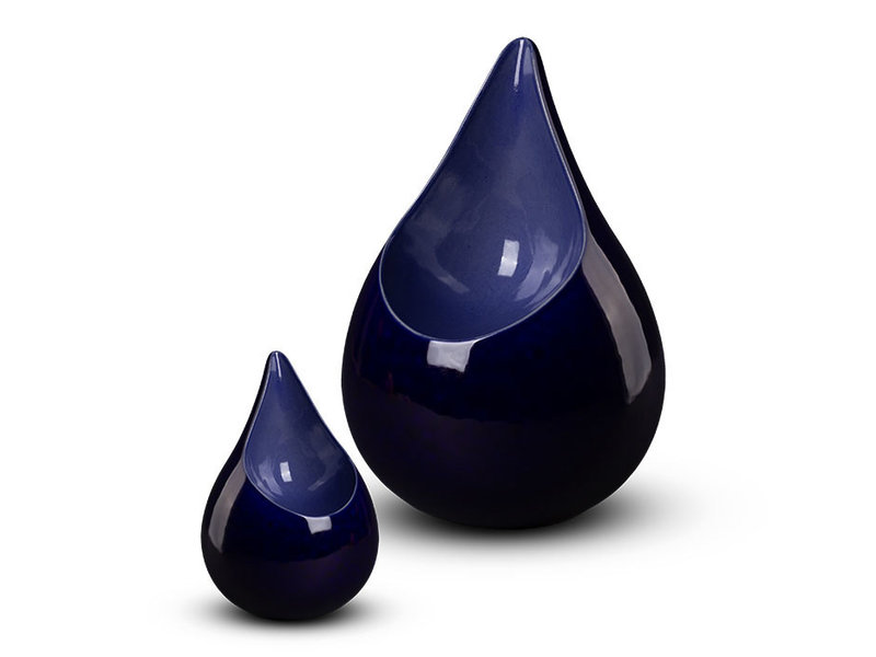 Teardrop zwart blauw duo urn - keramiek