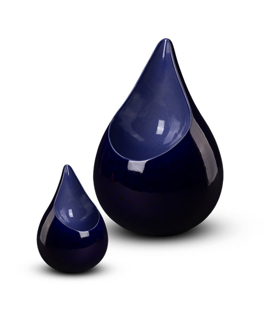 Teardrop zwart blauw duo urn - keramiek