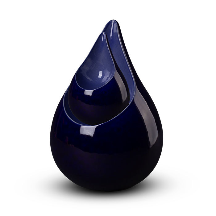  Teardrop zwart blauw mini urn - keramiek