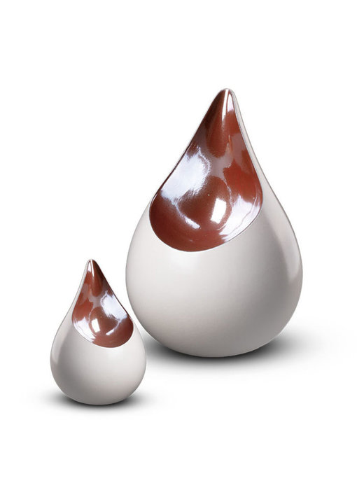 Teardrop wit bruin duo urn - keramiek