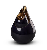 Teardrop zwart goud duo urn - keramiek