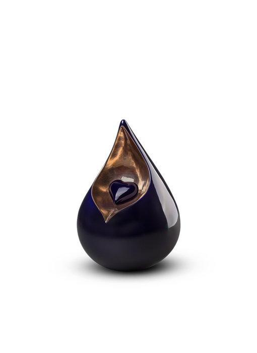 Teardrop met hartje donker mini urn - keramiek