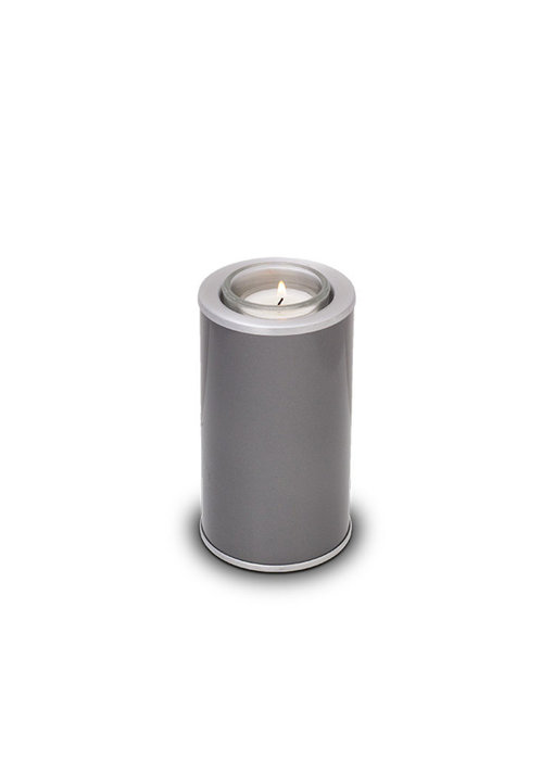 Mini urn grijs met waakvlamhouder - messing