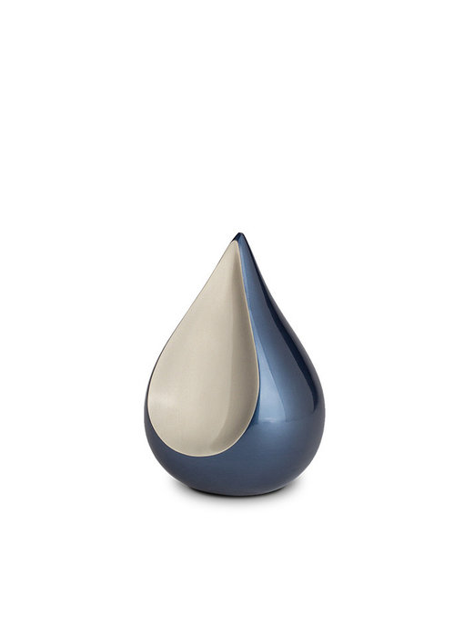 Liefdes traan in blauw klein - messing