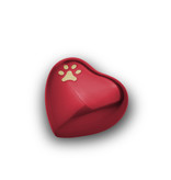 Dierenurn hart mini rood met pootafdruk - messing