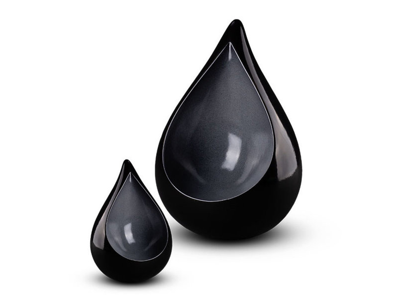 Teardrop duo urn zwart - keramiek