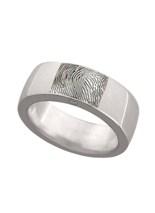 Asring rond met vingerafdruk 8 mm breed - 925 Zilver