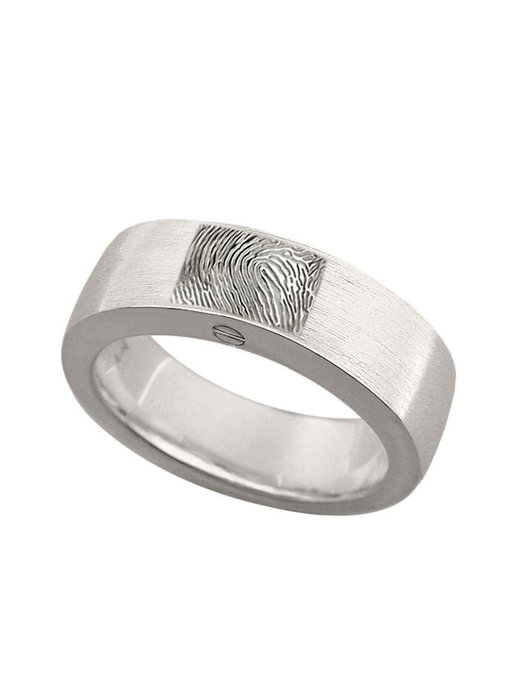 Asring rond mat met vingerafdruk 6 mm breed - 925 Zilver