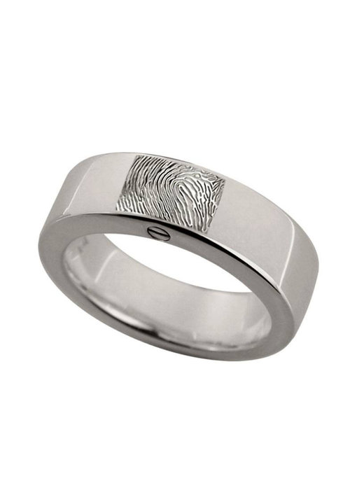 Asring rond met vingerafdruk 6 mm breed - 925 Zilver