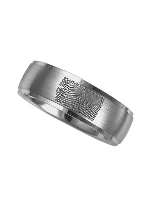 Vingerafdruk ring rond decor mat 6 mm breed - 925 Zilver