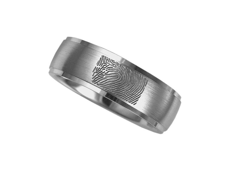 Vingerafdruk ring rond decor mat 6 mm breed - 925 Zilver