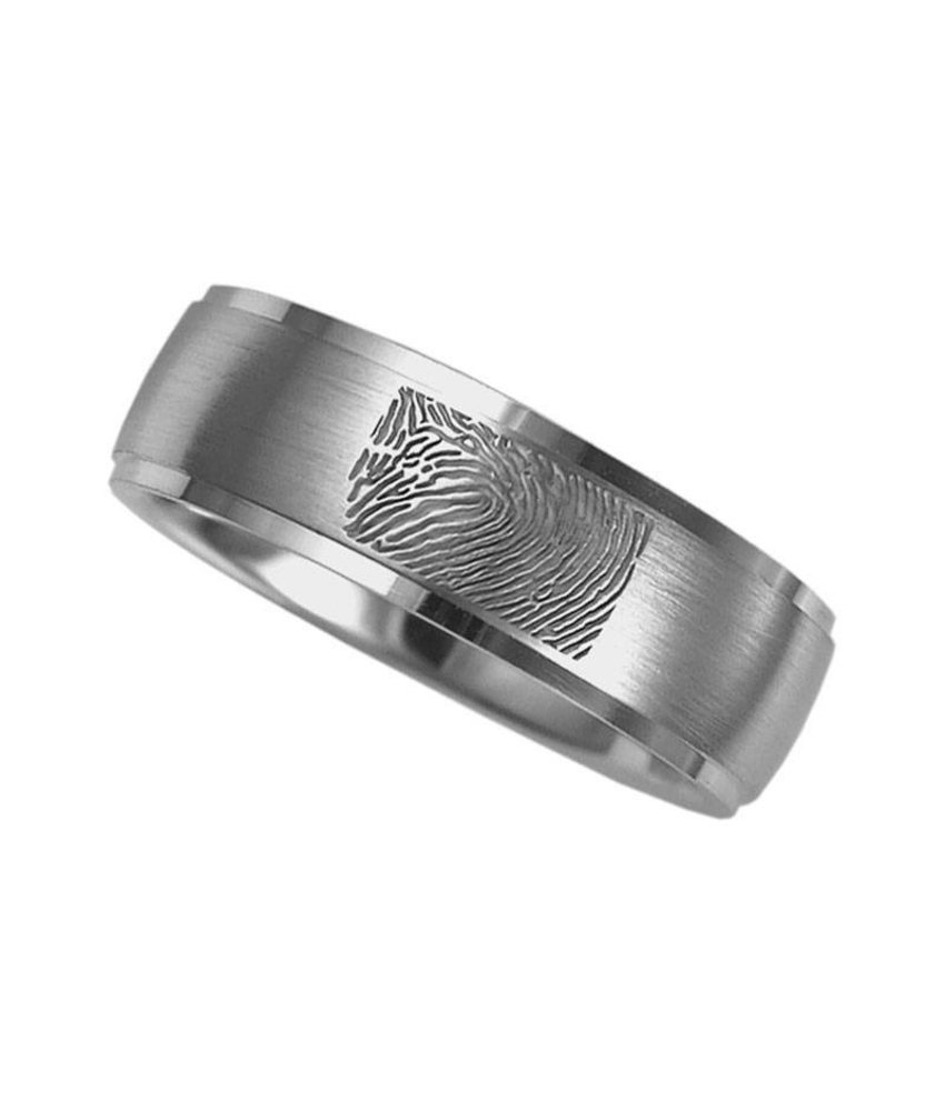 Vingerafdruk ring rond decor mat 6 mm breed - 925 Zilver