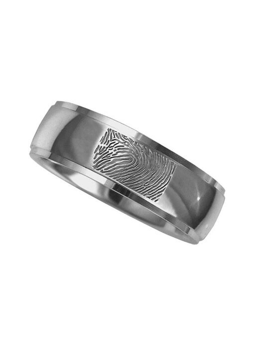 Vingerafdruk ring rond decor 6 mm breed - 925 Zilver