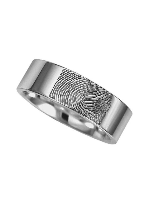 Vingerafdruk ring rond strak 6 mm breed - 925 Zilver