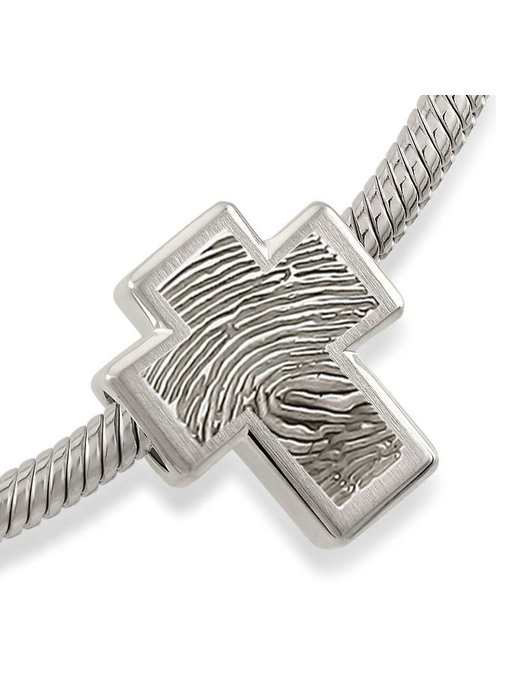 Asbedel kruis met vingerafdruk - 925 Zilver