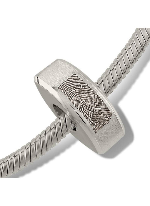 Asbedel rond met vingerafdruk - 925 Zilver