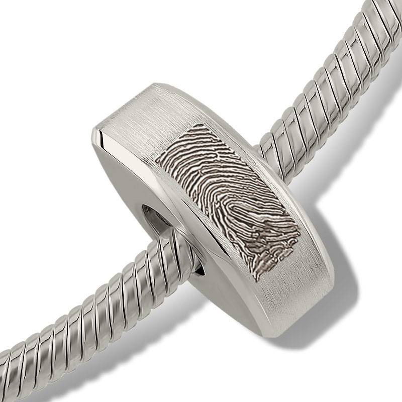  Asbedel rond met vingerafdruk - 925 Zilver
