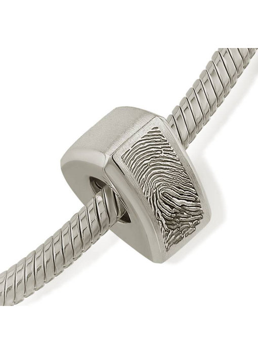 Asbedel rond 2 met vingerafdruk - 925 Zilver