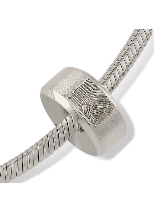 Aasbedel rond 3 met vingerafdruk - 925 Zilver