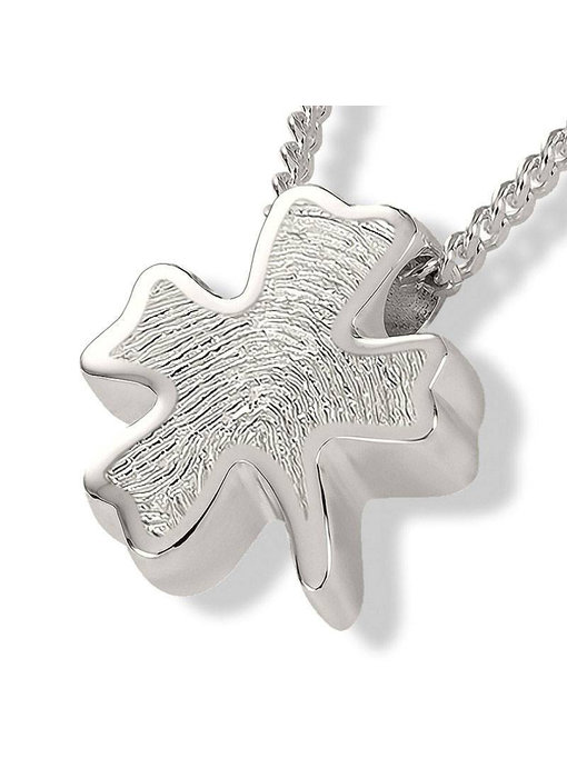Ashanger klavervier met vingerafdruk - 925 Zilver