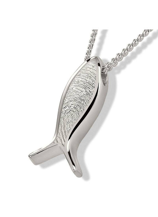 Ashanger ichthus met vingerafdruk - 925 Zilver