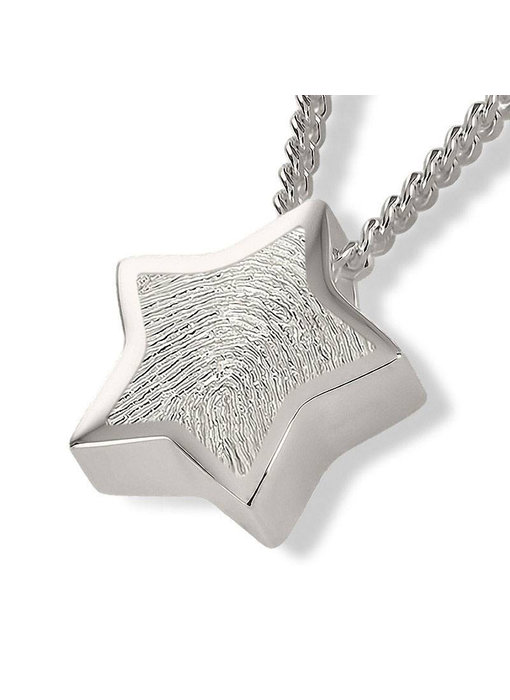 Ashanger 3D ster met vingerafdruk - 925 Zilver