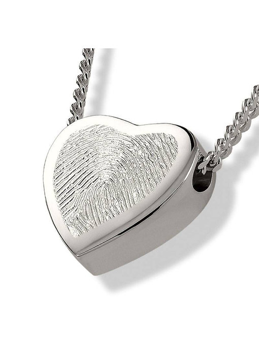 Ashanger 3D hart met vingerafdruk - 925 Zilver