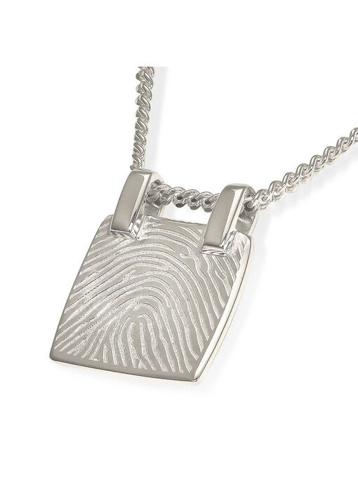 Vingerafdruk hanger vierkant groot - 925 Zilver