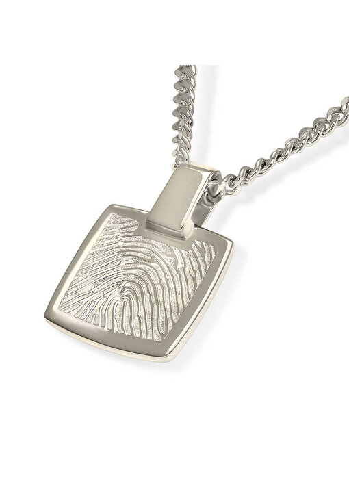 Vingerafdruk hanger vierkant - 925 Zilver