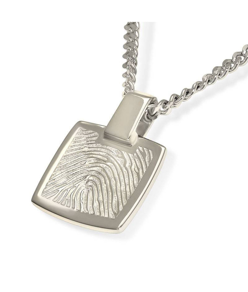 Vingerafdruk hanger vierkant - 925 Zilver
