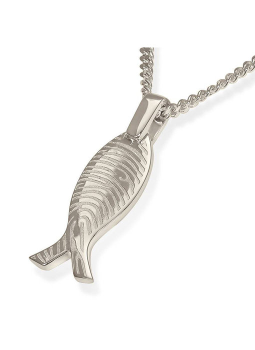 Vingerafdruk hanger ichthus groot - 925 Zilver