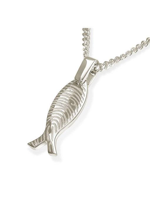 Vingerafdruk hanger ichthus - 925 Zilver