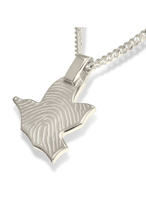 Vingerafdruk hanger vogeltje groot - 925 Zilver