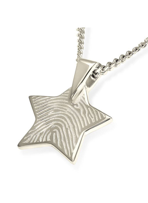 Vingerafdruk hanger sterretje groot - 925 Zilver