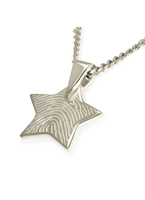 Vingerafdruk hanger sterretje - 925 Zilver