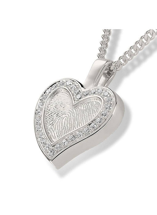 Ashanger hart zirkonia met vingerafdruk - 925 Zilver