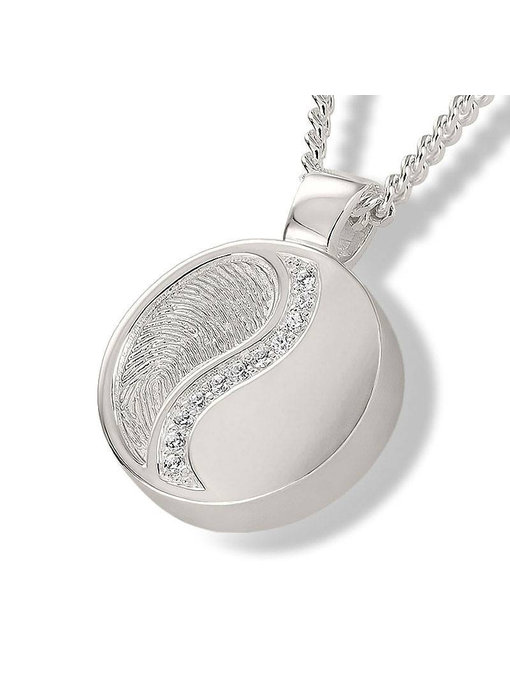 Ashanger yin yang zirkonia met vingerafdruk - 925 Zilver