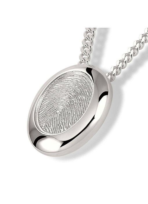 Ashanger ovum met vingerafdruk - 925 Zilver