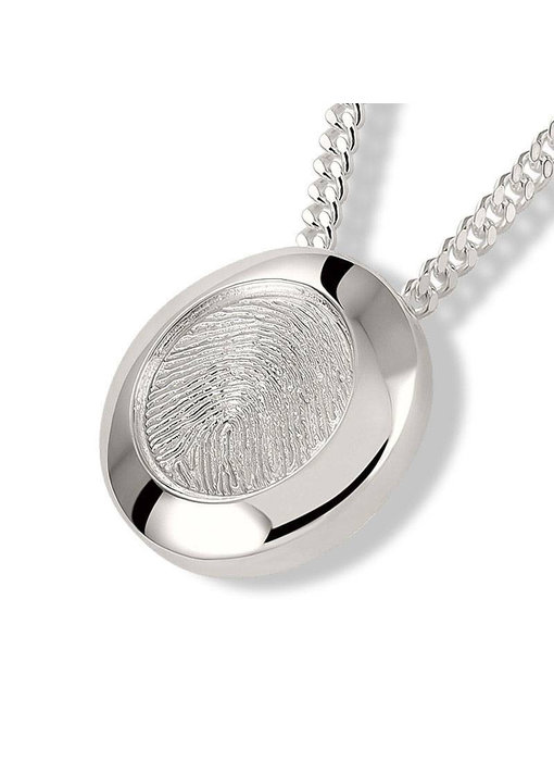 Ashanger circle met vingerafdruk - 925 Zilver