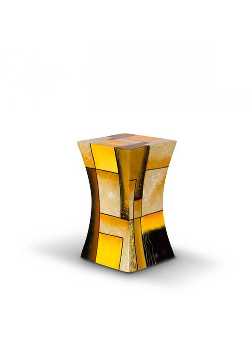 Glasfiber urn pilaar geel klein - glasfiber