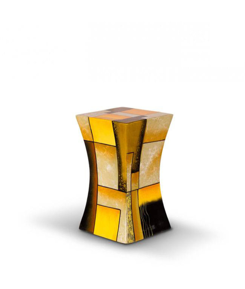 Glasfiber urn pilaar geel klein - glasfiber