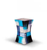 Glasfiber urn pilaar blauw klein - glasfiber