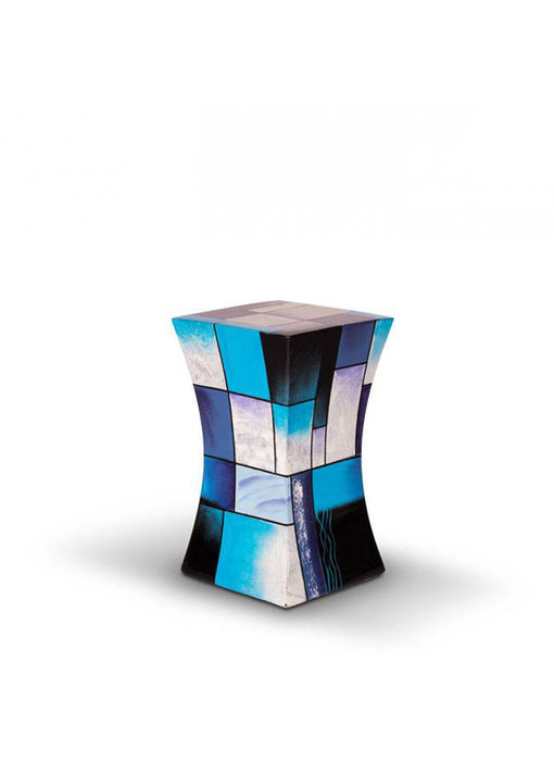 Glasfiber urn pilaar blauw klein - glasfiber